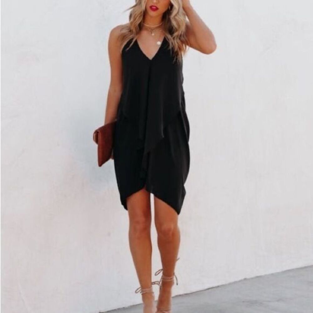 Bobbles and Lace halter top black mini dress with expose back